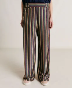Baccarat Pantalon Raye En Jersey Lurex - Vert Multicolore