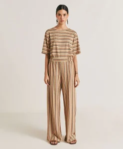 Baccarat Pantalon Raye En Jersey Lurex - Rouille Multicolore