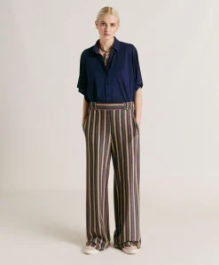 Baccarat Pantalon Raye En Jersey Lurex - Vert Multicolore