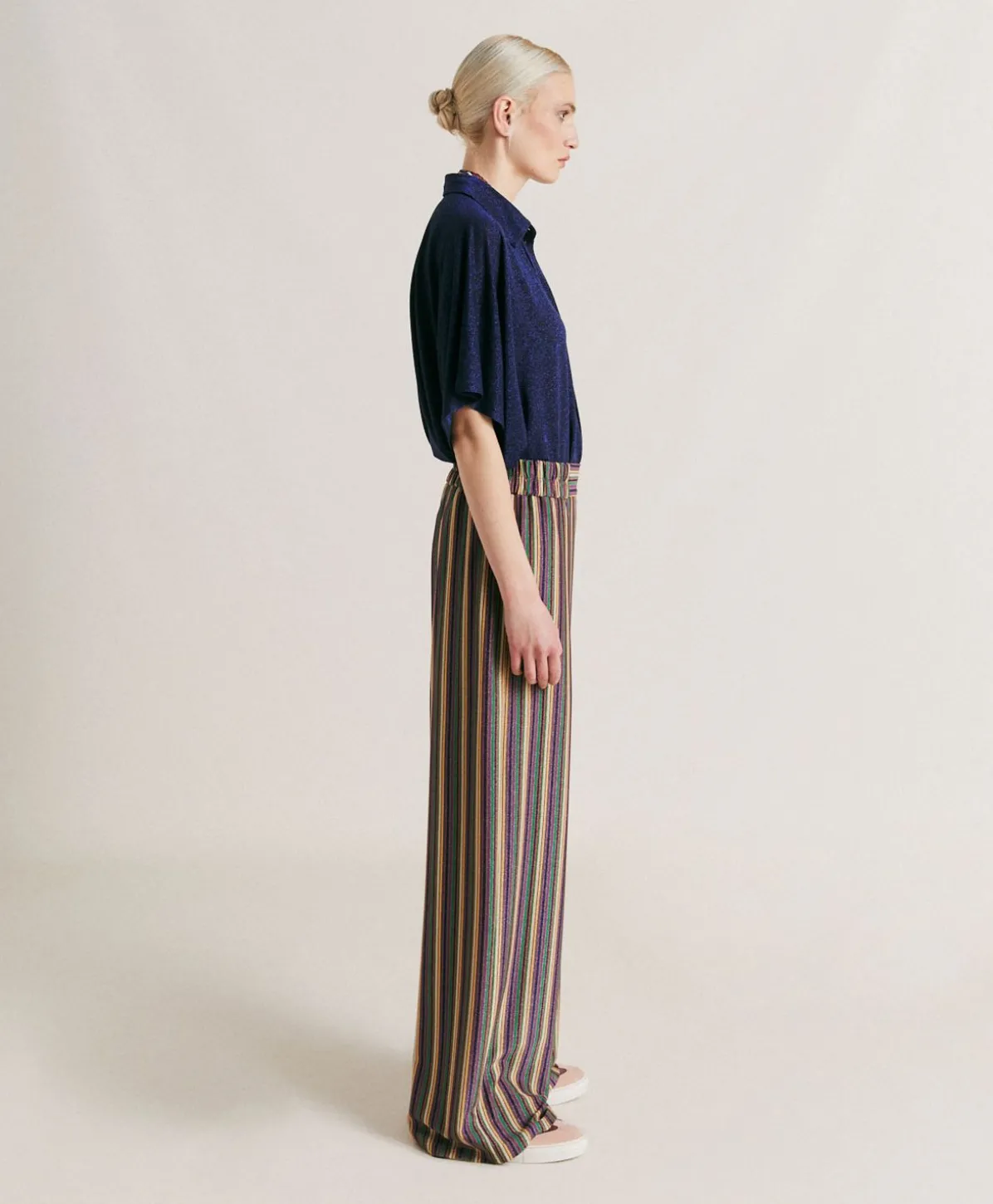 Baccarat Pantalon Raye En Jersey Lurex - Vert Multicolore