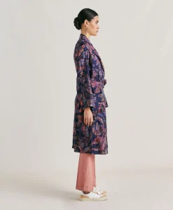 Bados Trench-Coat En Serge De Soie - Multicolore Bleu Nuit