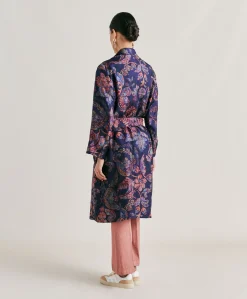 Bados Trench-Coat En Serge De Soie - Multicolore Bleu Nuit