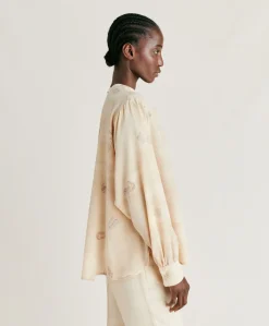 Blouse Alisha En Crepe De Chine - Beige Multicolore