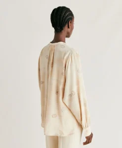 Blouse Alisha En Crepe De Chine - Beige Multicolore