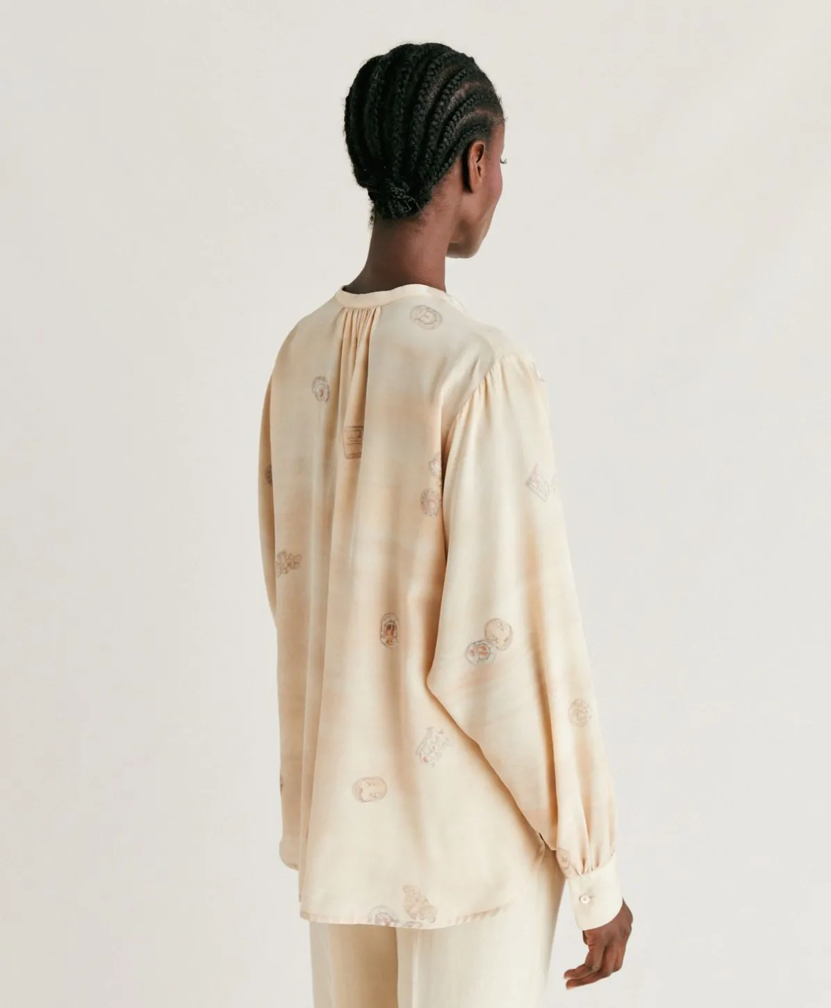 Blouse Alisha En Crepe De Chine - Beige Multicolore