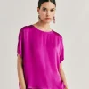 Blouse Alonso En Soie Unie - Cyclamen