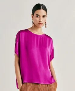 Blouse Alonso En Soie Unie - Cyclamen