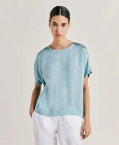 Blouse Alonso En Soie Unie - Ceruleen