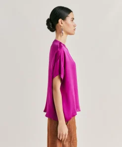 Blouse Alonso En Soie Unie - Cyclamen