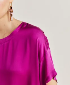 Blouse Alonso En Soie Unie - Cyclamen