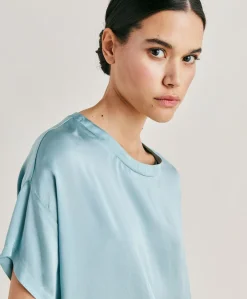 Blouse Alonso En Soie Unie - Ceruleen