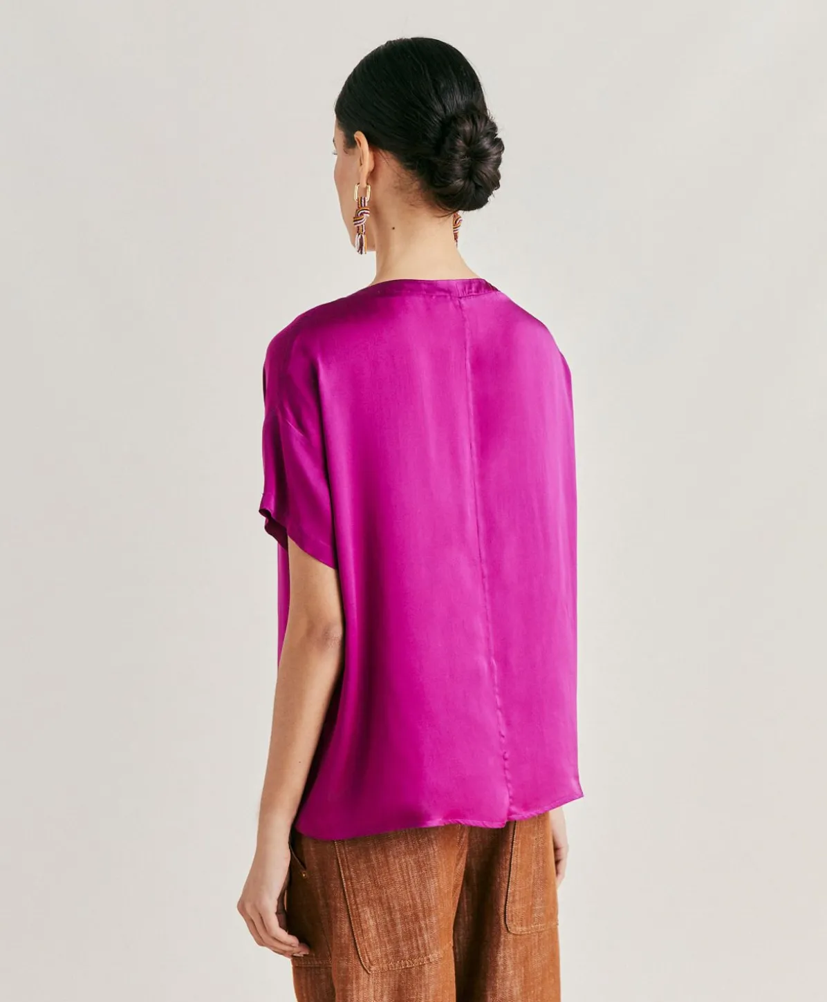 Blouse Alonso En Soie Unie - Cyclamen