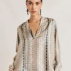 Blouse Ambroise En Serge De Soie - Sable Multicolore