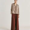 Blouse Ambroise En Serge De Soie - Beige/Tabac