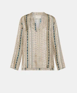 Blouse Ambroise En Serge De Soie - Sable Multicolore