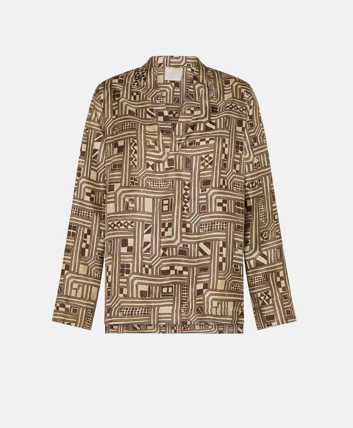 Blouse Ambroise En Serge De Soie - Beige/Tabac