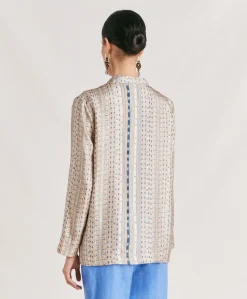 Blouse Ambroise En Serge De Soie - Sable Multicolore