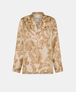 Blouse Ambroise En Twill De Soie - Poudre Multicolore