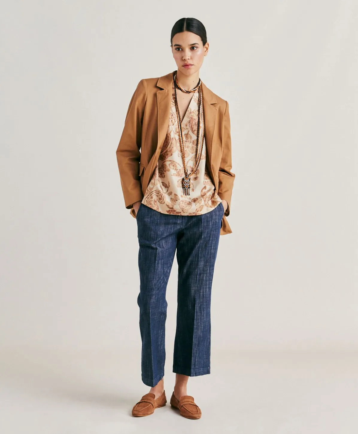 Blouse Ambroise En Twill De Soie - Poudre Multicolore