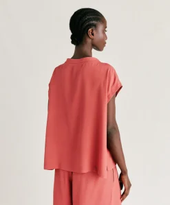 Blouse Curacao En Acetate De Soie - Amarante