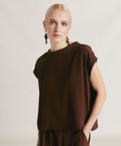 Blouse Curacao En Acetate De Soie - Chocolat