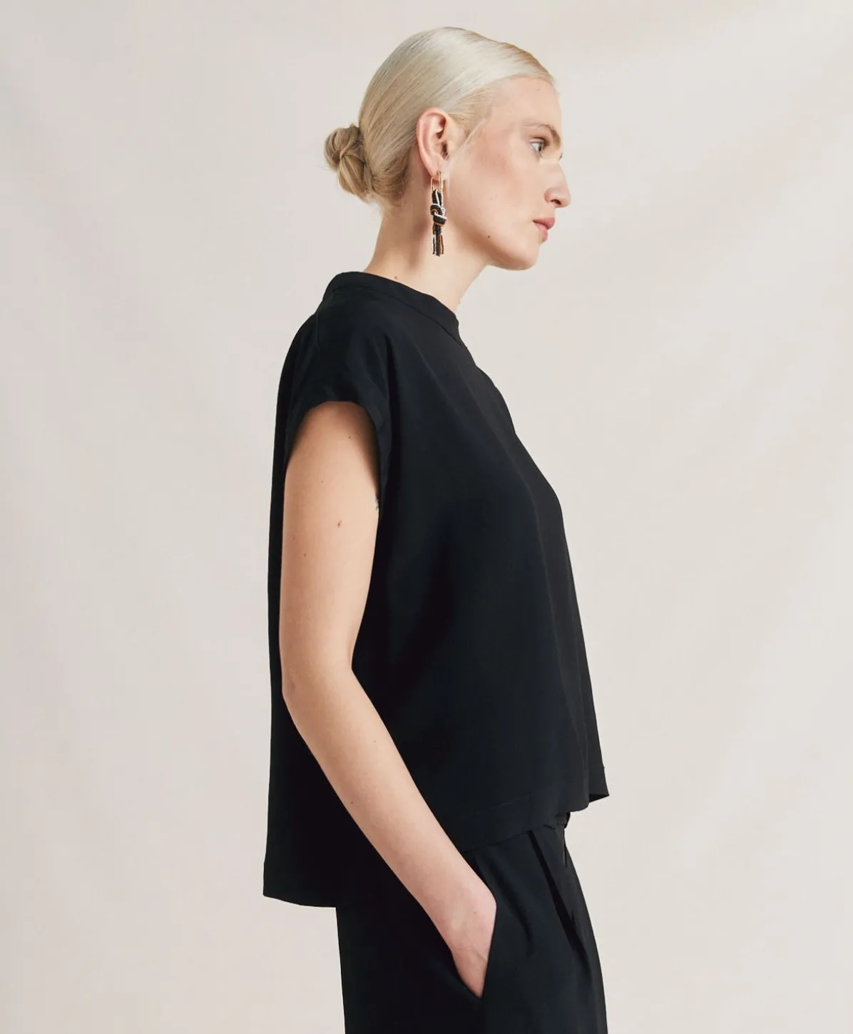 Blouse En Acetate De Soie Curacao - Noir