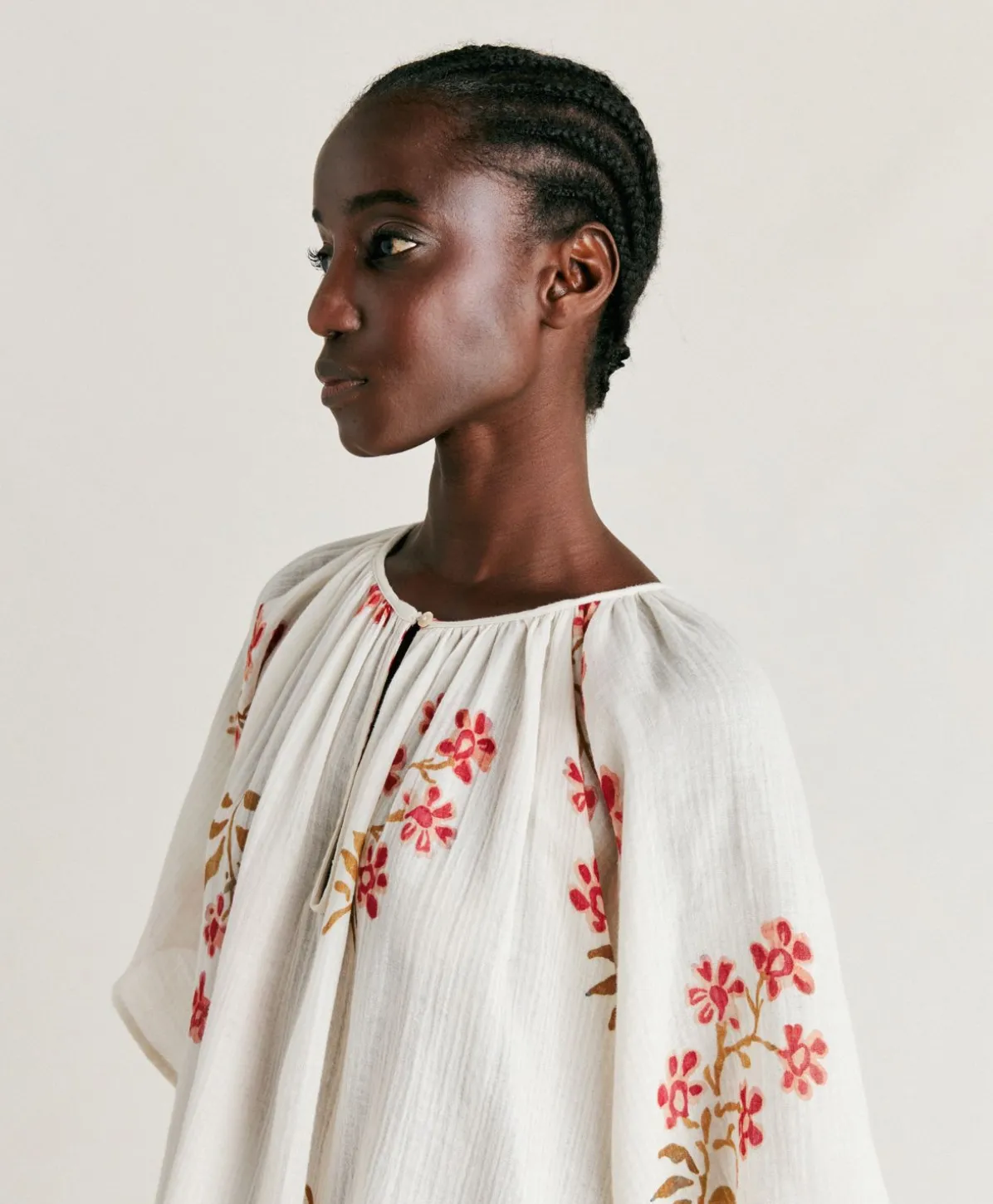 Blouse En Gaze Tarida - Creme/Cerise Noire