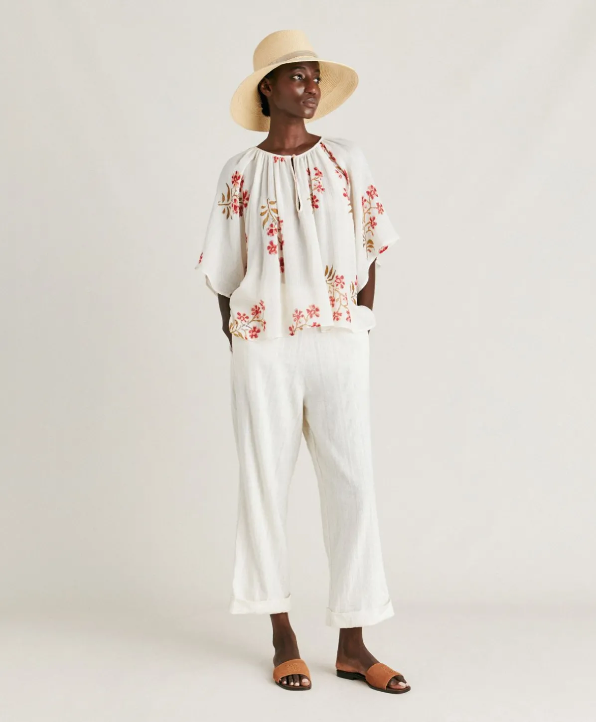 Blouse En Gaze Tarida - Creme/Cerise Noire