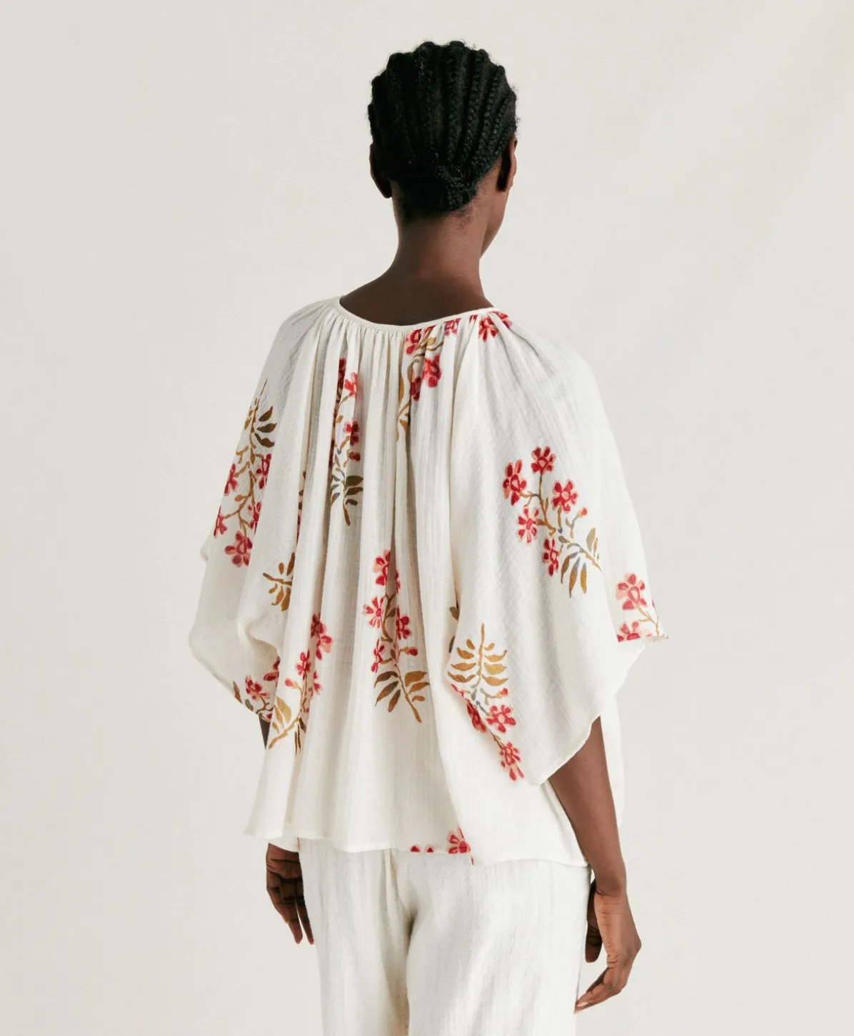 Blouse En Gaze Tarida - Creme/Cerise Noire