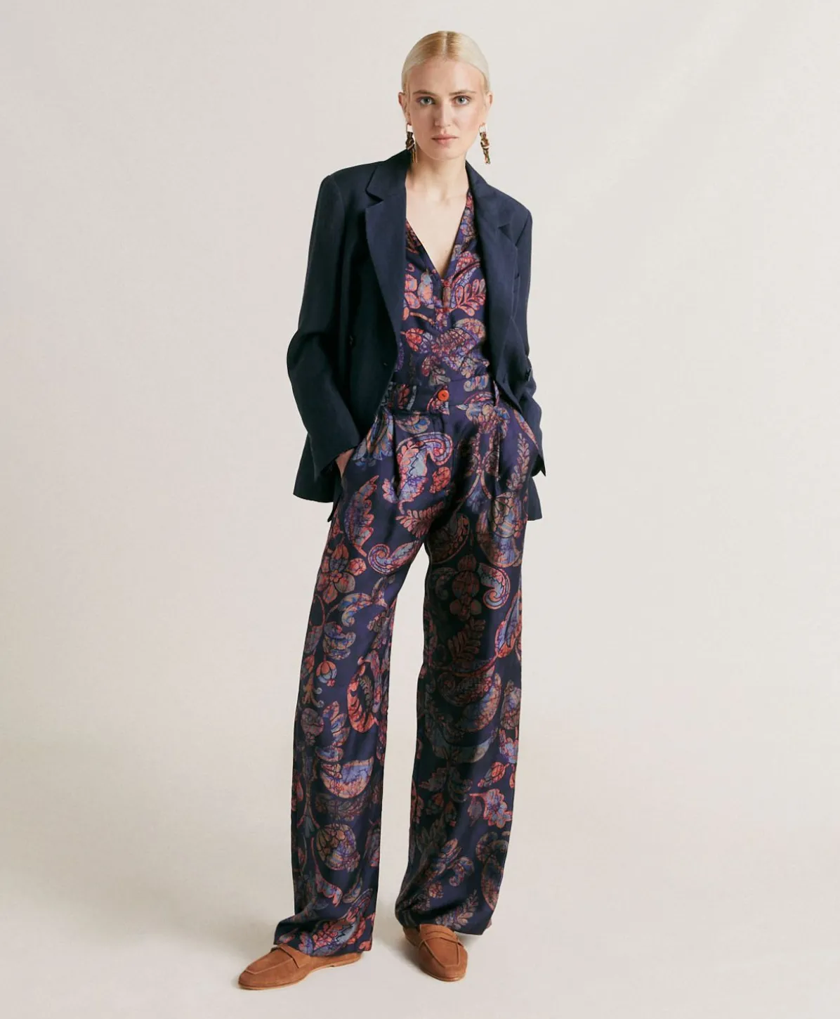 Blouse En Serge De Soie Torret - Bleu Nuit Multicolore