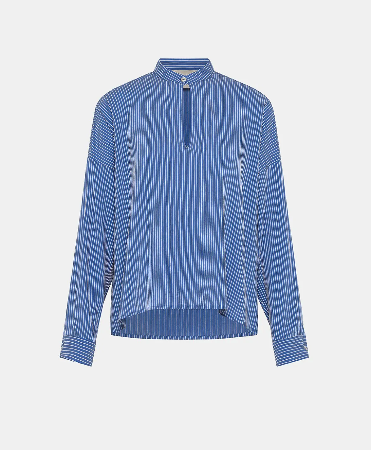 Blouse En Viscose De Soie Rayee Zoe - Bleu Clair/Creme