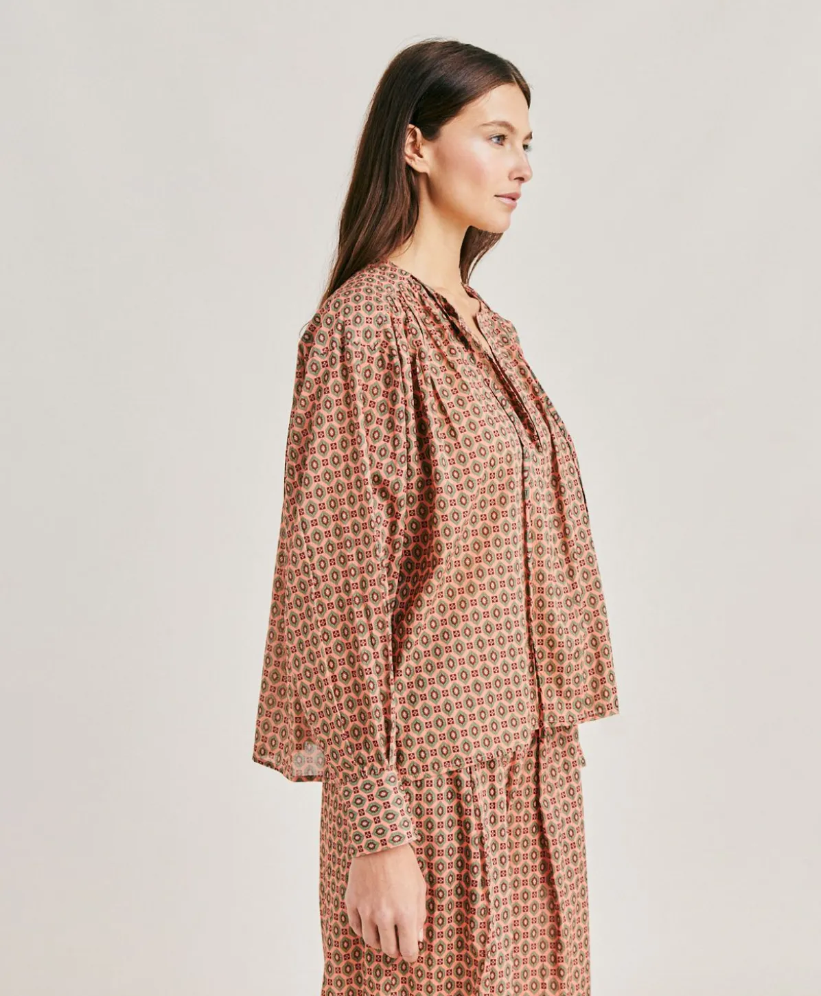 Blouse Gypsofilia En Voile De Coton Imprime - Corail