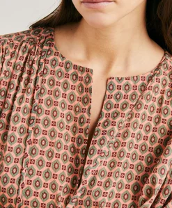 Blouse Gypsofilia En Voile De Coton Imprime - Corail
