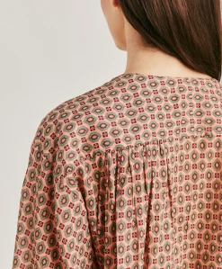 Blouse Gypsofilia En Voile De Coton Imprime - Corail