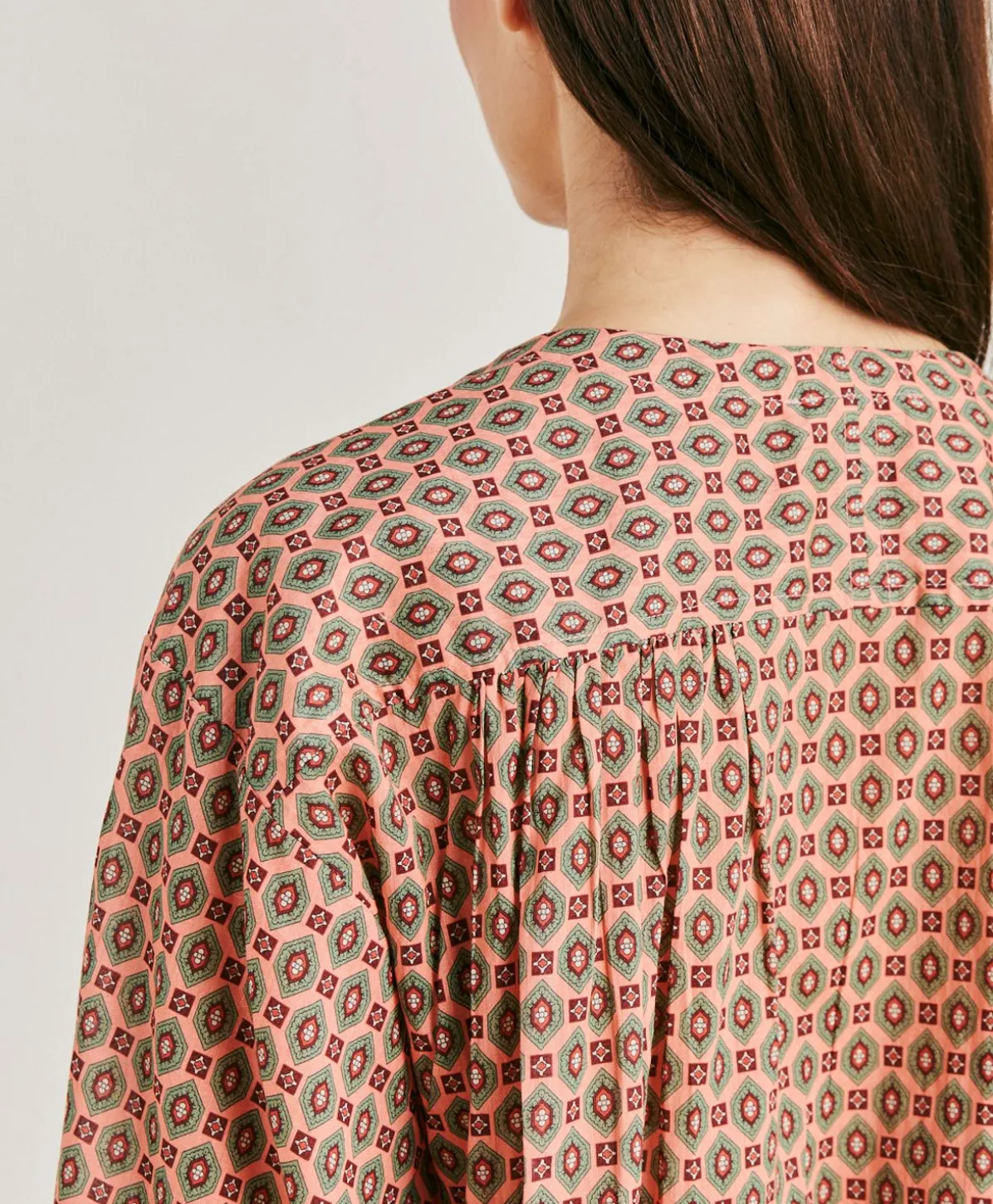 Blouse Gypsofilia En Voile De Coton Imprime - Corail