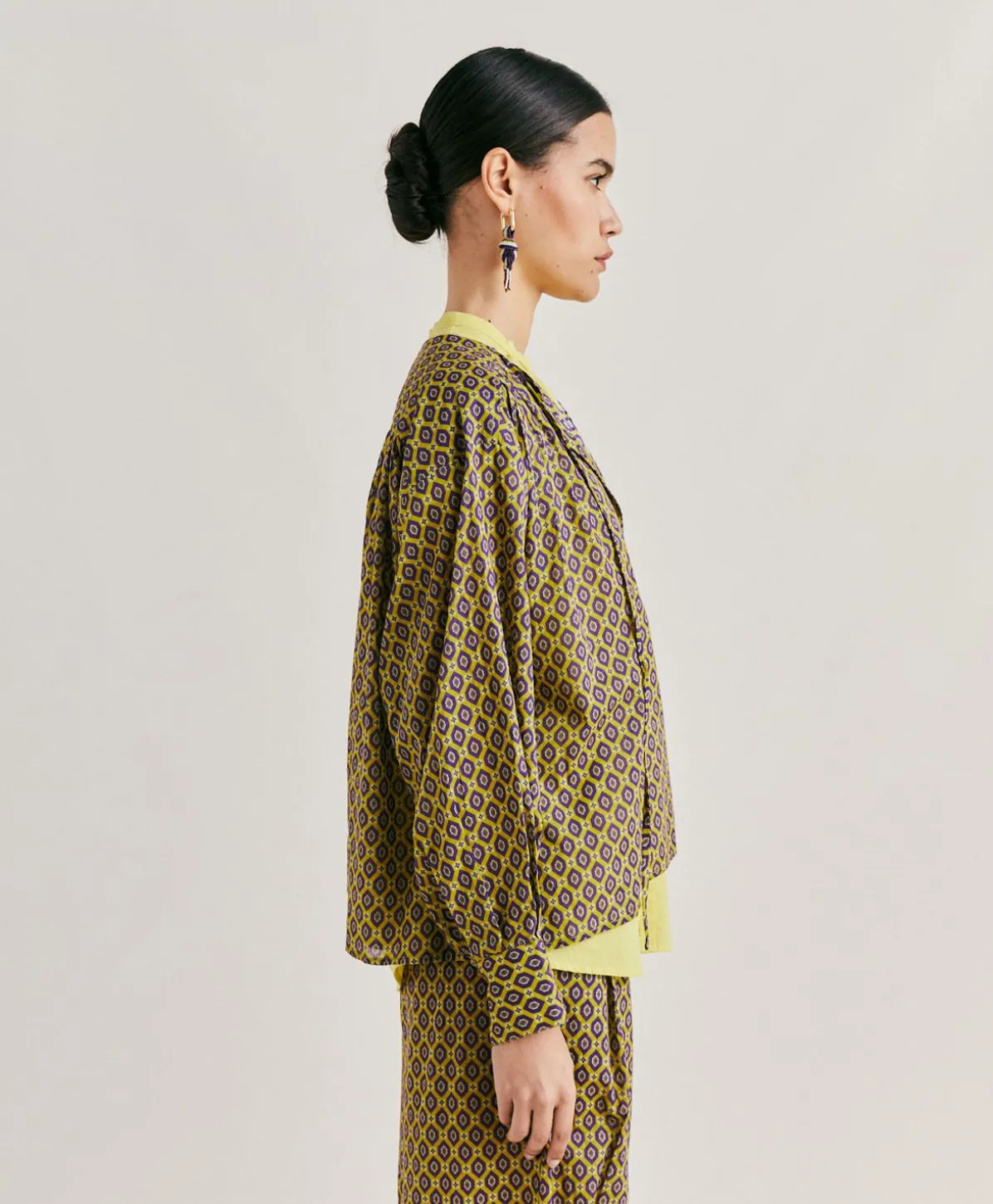 Blouse Gypsophile En Voile De Coton Imprime - Petrole