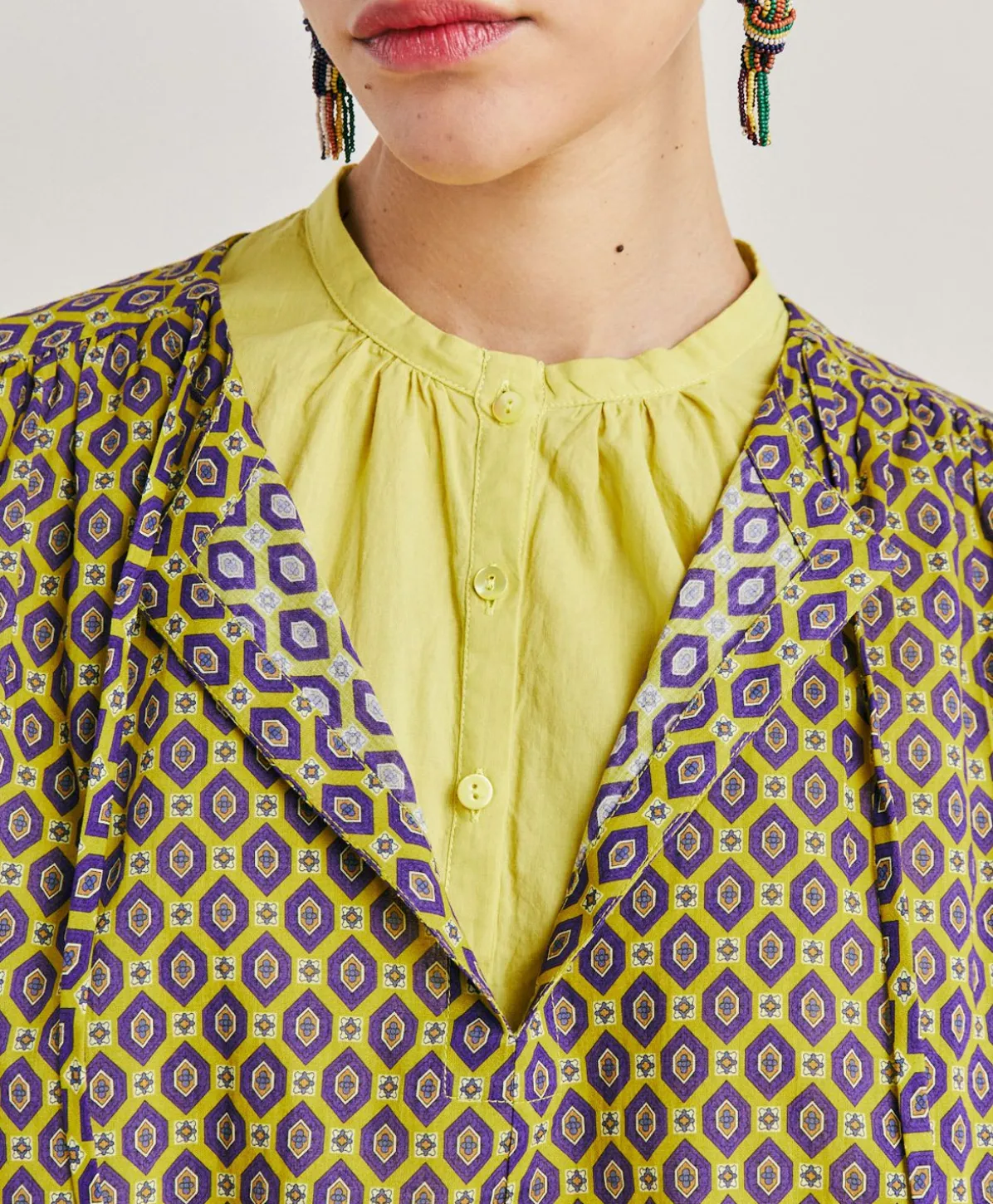 Blouse Gypsophile En Voile De Coton Imprime - Petrole