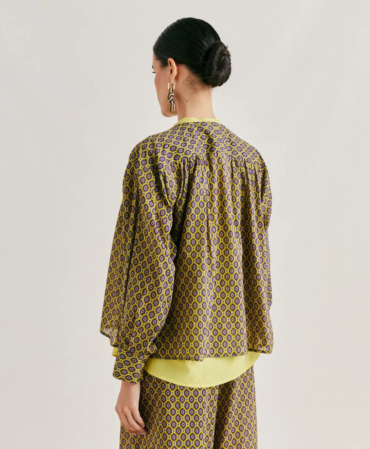 Blouse Gypsophile En Voile De Coton Imprime - Petrole