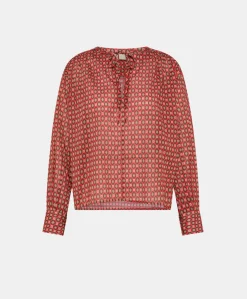 Blouse Gypsophilia En Voile De Coton Imprime - Rouge