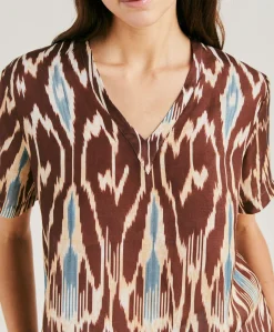 Blouse Osmanto En Lin Viscose Imprime - Cacao Multicolore