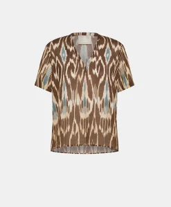 Blouse Osmanto En Lin Viscose Imprime - Cacao Multicolore