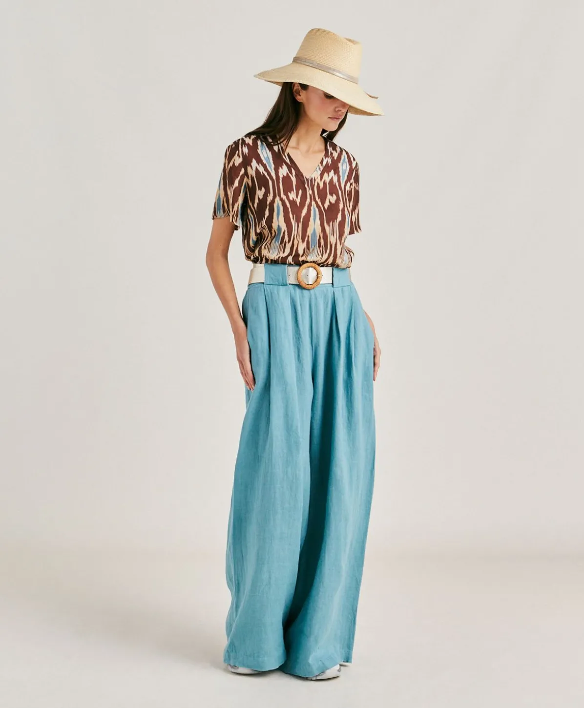 Blouse Osmanto En Lin Viscose Imprime - Cacao Multicolore