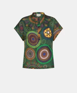 Blouse Paso En Soie Haboutai - Vert Multicolore
