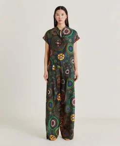 Blouse Paso En Soie Haboutai - Vert Multicolore