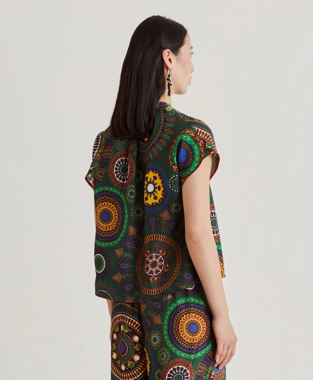 Blouse Paso En Soie Haboutai - Vert Multicolore