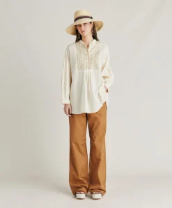 Blouse Raphael En Voile De Coton Brode - Creme