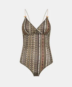 Body En Nylon Imprime Tore - Multicolore Noir