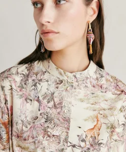 Boucles D'Oreilles Nodu Avec Perles - Brule/Multicolore