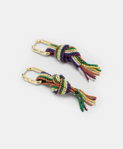 Boucles D'Oreilles Nodu Avec Perles - Vert/Multicolore