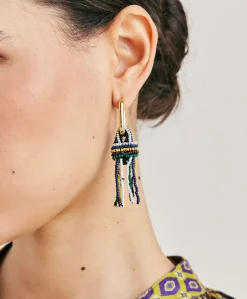 Boucles D'Oreilles Zimmari Avec Perles - Vert Multicolore